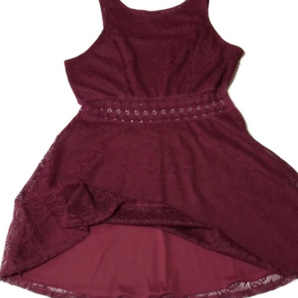 Wine Red boho lace Mini sleeveless Event embroider Whimsigoth cutouts dress M - Picture 2 of 12